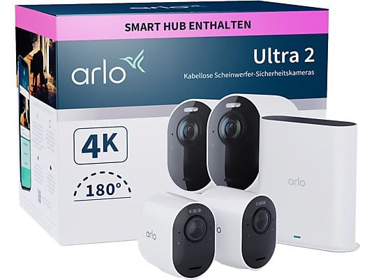 ARLO Ultra 2 Security System - WLAN Überwachungskamera + Gateway  (UHD 4K, 3.840 x 2.160 Pixel)
