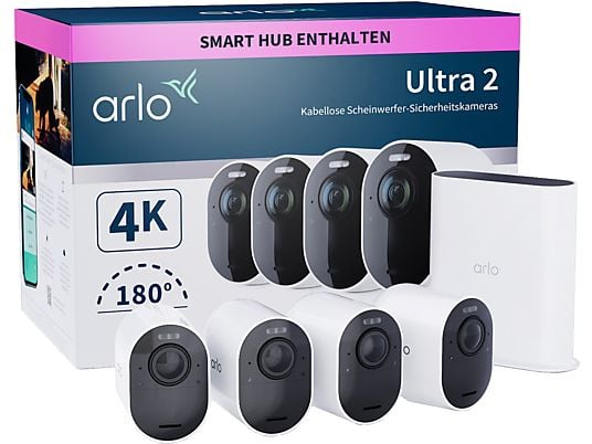 ARLO Ultra 2 - Videocamera di sicurezza WLAN + gateway (UHD 4K, 3.840 x 2.160 Pixel)