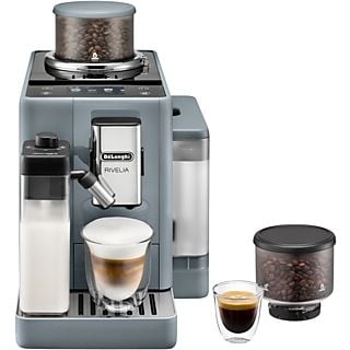 Cafetera superautomática - De'Longhi Rivelia EXAM440.55.G, Molinillo integrado, LatteCremaHot, Depósito leche, Táctil, 16 recetas, 19 bar, 1450W, Gris