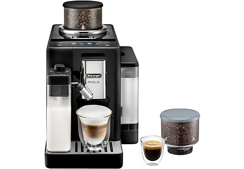 Cafetera superautomática  De'Longhi Rivelia EXAM440.55.B, Molinillo  integrado, LatteCremaHot, Depósito leche, Táctil, 16 recetas, 19bar, 1450W,  Negro