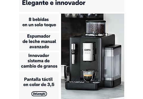 Cafetera superautomática  De'Longhi Rivelia EXAM440.35.B, Molinillo  integrado, Espumador leche, Táctil, 4 perfiles, 8 recetas, 19bar, 1450W,  Negro