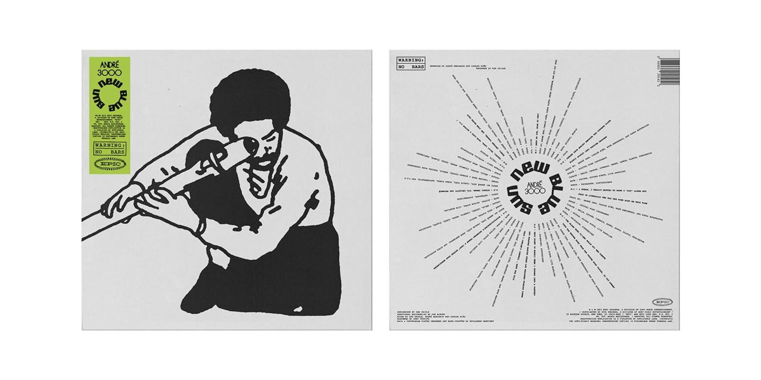 Albumcover mit Bild. Ein Künstler zeichnet. Text links und die Titelliste rechts. Weißer Hintergrund.