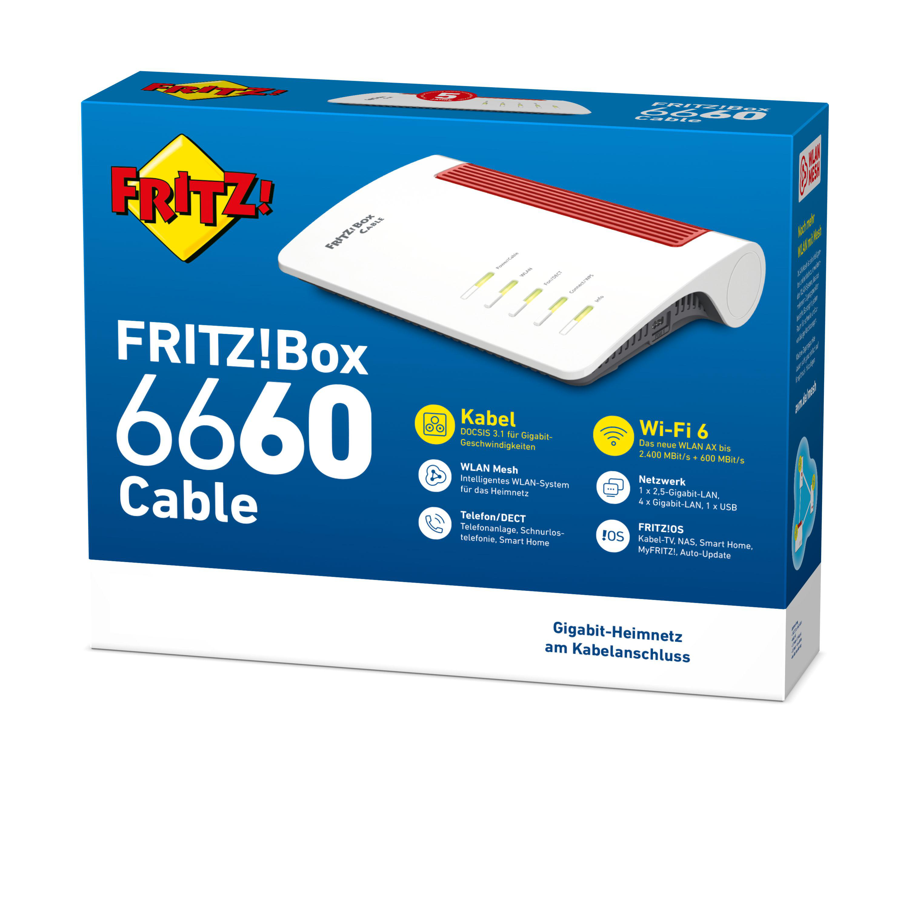 2,5 WLAN Modem FRITZ!Box Gbit/s Router AVM 6660 mit