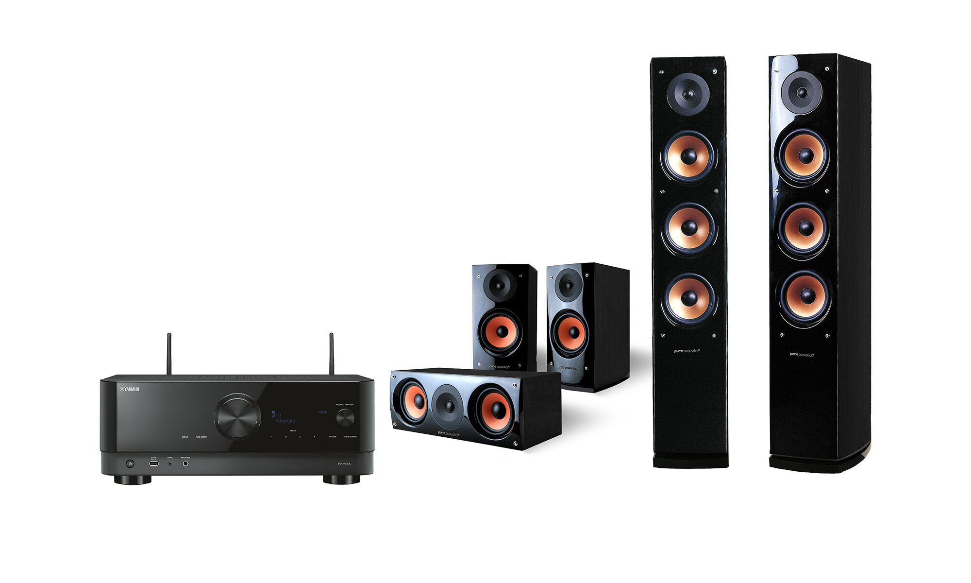Kino domowe YAMAHA MusicCast RX-V4A + Pure Acoustics Nova 8 Czarny