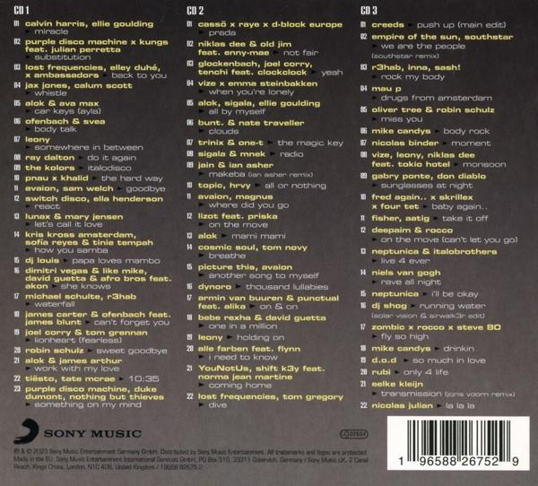 Die Rückseite einer CD mit einer Liste von Songs.