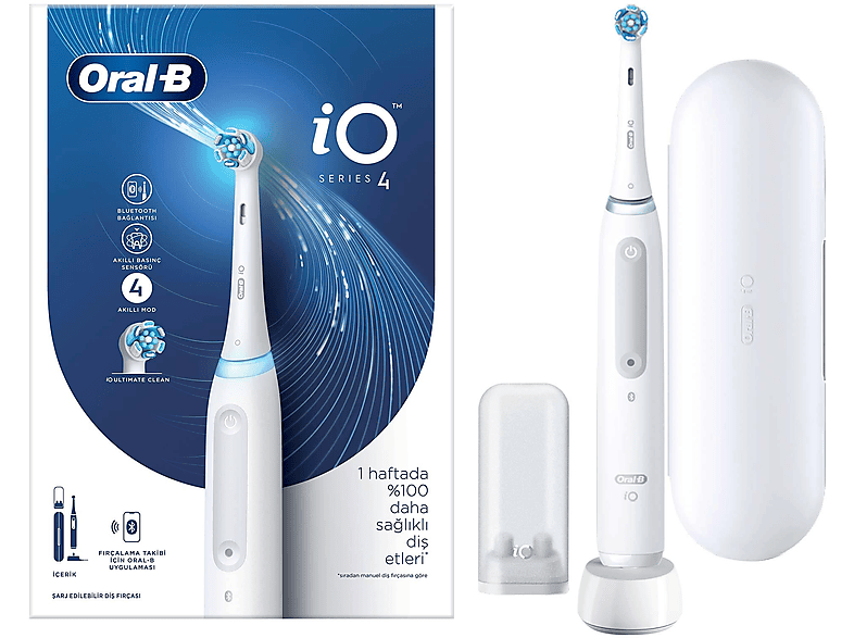 ORAL B iO 4 Şarjlı Diş Fırçası Beyaz Seyahat Kabı_1