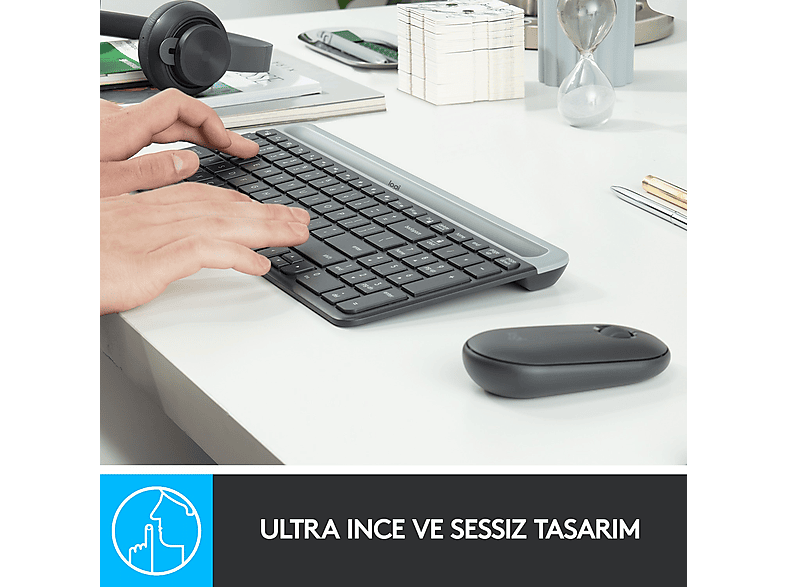 LOGITECH MK470 Kablosuz İnce Türkçe Q Klavye Mouse Seti - Siyah_2