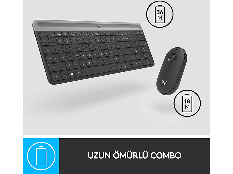 LOGITECH MK470 Kablosuz İnce Türkçe Q Klavye Mouse Seti - Siyah_3