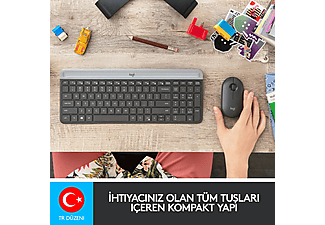 LOGITECH MK470 Kablosuz İnce Türkçe Q Klavye Mouse Seti - Siyah_6