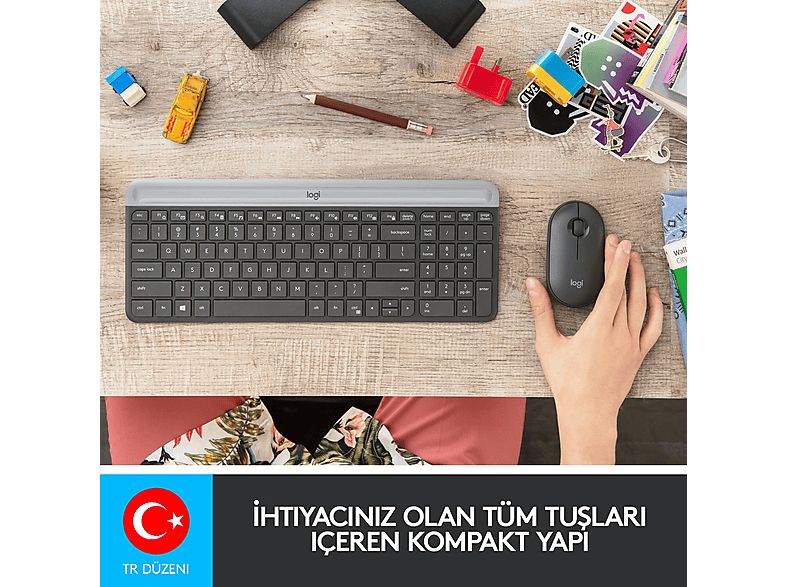 LOGITECH MK470 Kablosuz İnce Türkçe Q Klavye Mouse Seti - Siyah_6