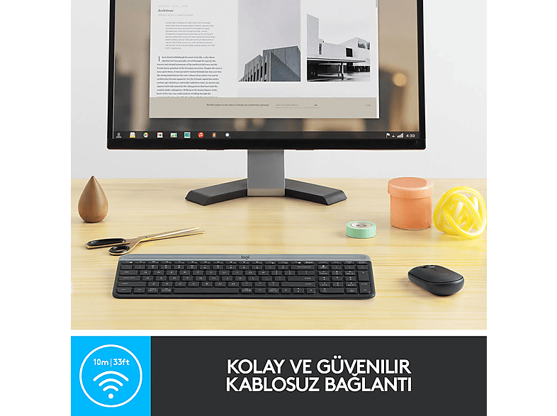 LOGITECH MK470 Kablosuz İnce Türkçe Q Klavye Mouse Seti - Siyah_7