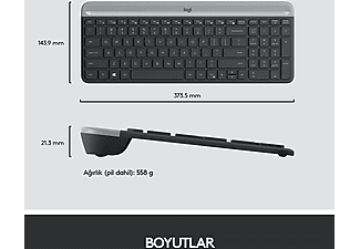 LOGITECH MK470 Kablosuz İnce Türkçe Q Klavye Mouse Seti - Siyah_10