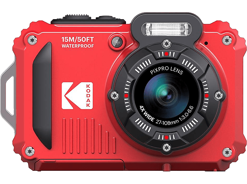 KODAK Pixpro WPZ2 vízálló, porálló, ütésálló digitális fényképezőgép, piros, 2db akku, 16gb micro sd