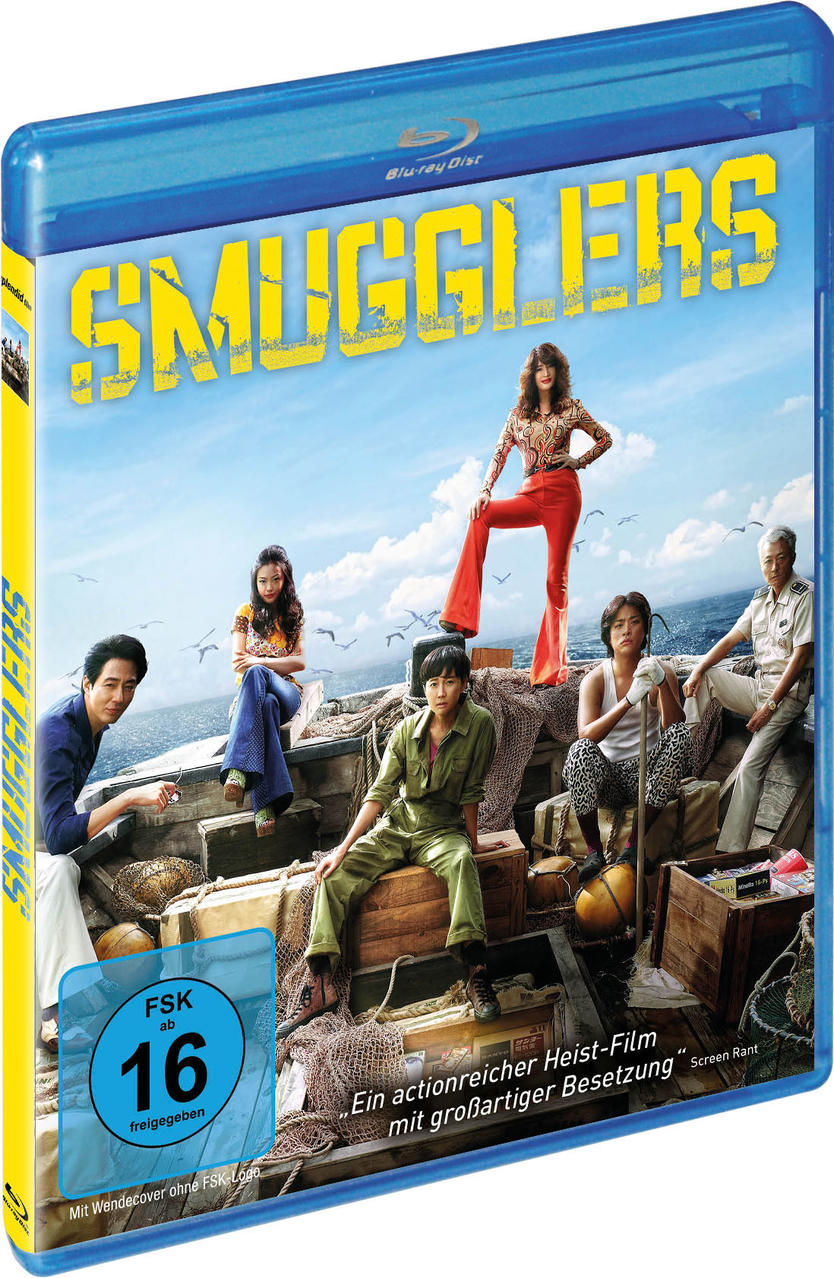 Blu-ray-Cover des Films 'Smugglers' mit Personen auf einem Floß.
