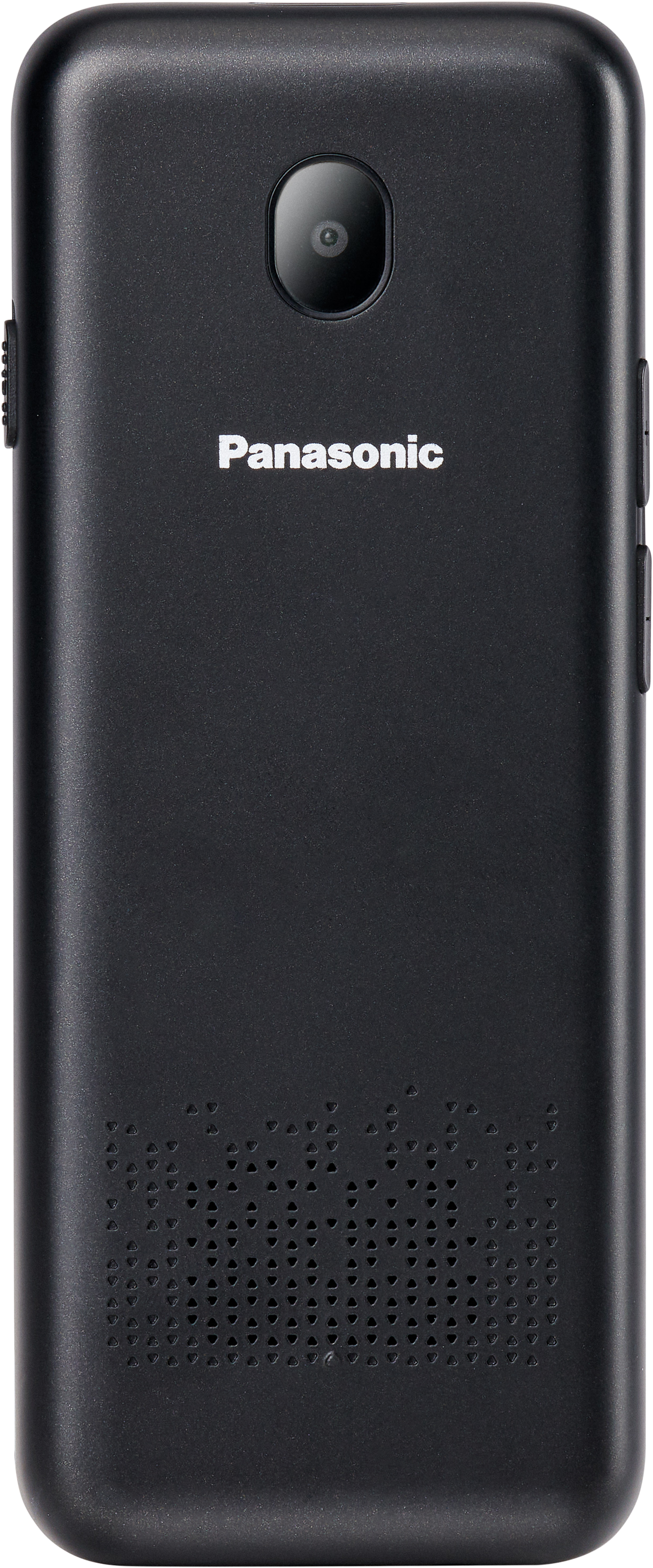 Egy fekete Panasonic vezeték nélküli telefon kamerával.