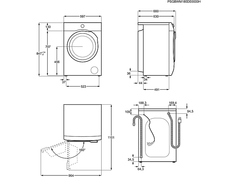 AEG LR8EA75690 8000 Powercare Universaldose Waschmaschine (9 kg, 1550 U/Min., A, Frontlader) — Foto 3 von 5
