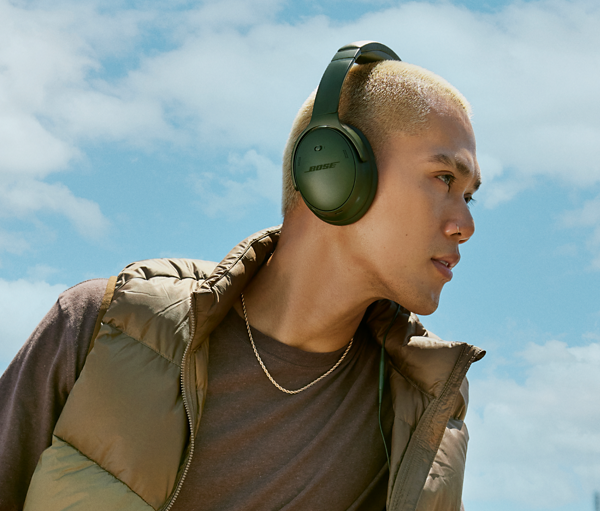 Auriculares inalámbricos - Bose QuietComfort Headphones, Cancelación ruido, Autonomía hasta 24 h, Ecualizador ajustable, Verde Ciprés