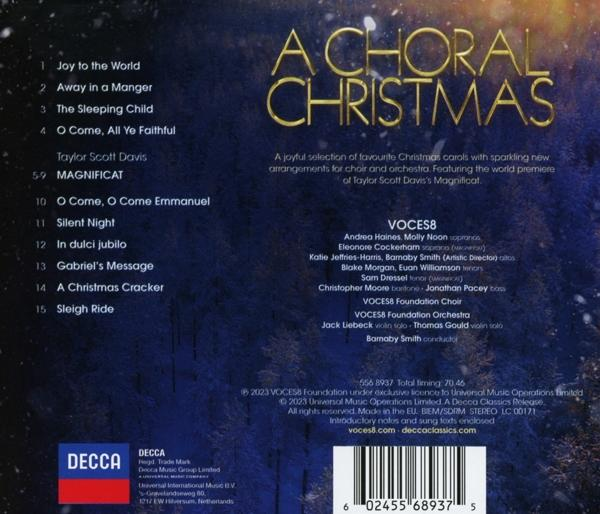 Cover des Albums A Choral Christmas mit Titeln und Credits. Enthält ein Decca Records Logo.