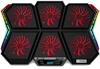RAMPAGE AD-RX44 X-Gale 6 Fanlı 12 RGB Işık Modlu 7 Kademe Standlı LCD Göstergeli Laptop Soğutucu Siyah Outlet 1227015