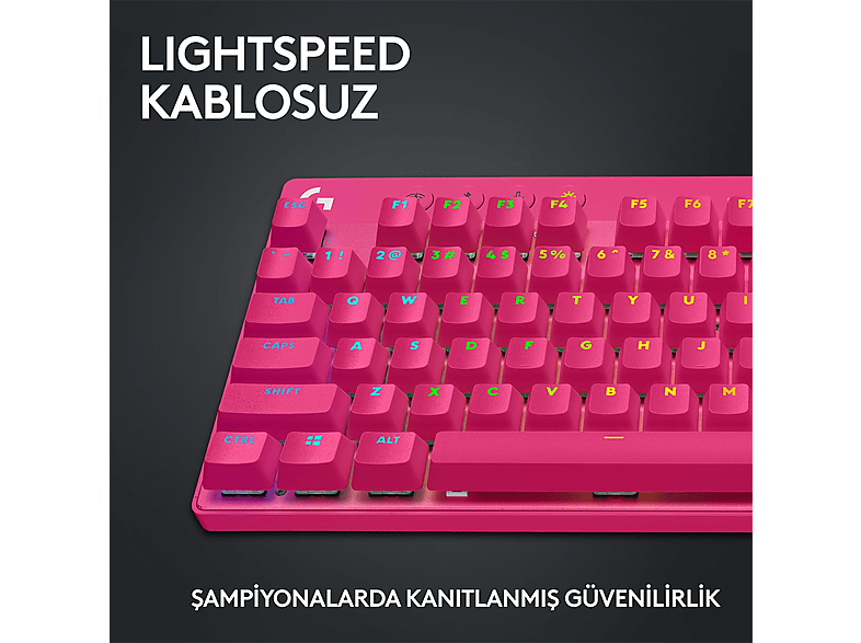 LOGITECH G Pro X TKL Lightspeed Kablosuz Oyuncu Klavyesi Tactile Magenta_2