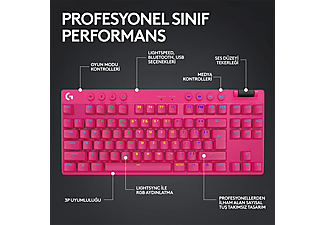 LOGITECH G Pro X TKL Lightspeed Kablosuz Oyuncu Klavyesi Tactile Magenta_4