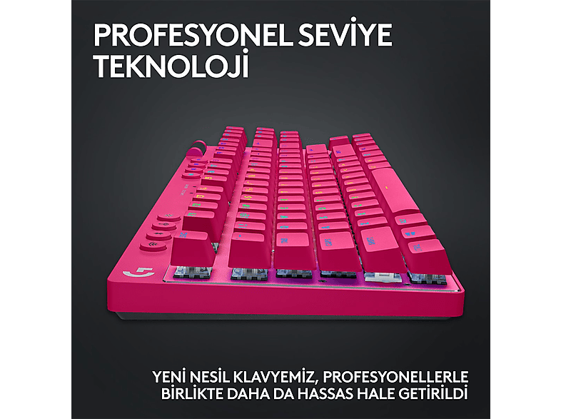 LOGITECH G Pro X TKL Lightspeed Kablosuz Oyuncu Klavyesi Tactile Magenta_7