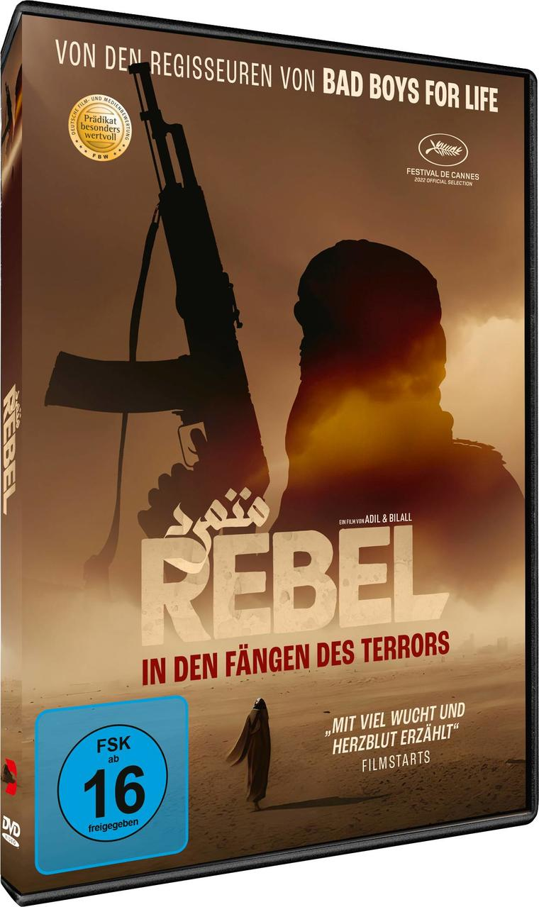 DVD-Hülle des Films 'Rebel'. Das Cover zeigt eine bewaffnete Figur in der Wüste.