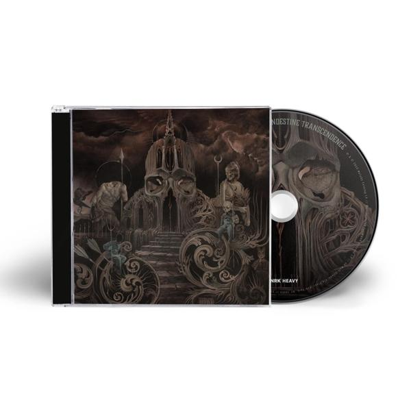Eine CD mit einem düsteren Cover, das eine groteske Architektur und Figuren zeigt.