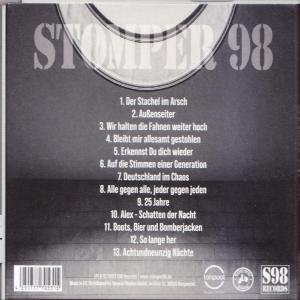CD-Cover mit Songtiteln auf Deutsch. Der Bandname 'Stomper 98' ist sichtbar.