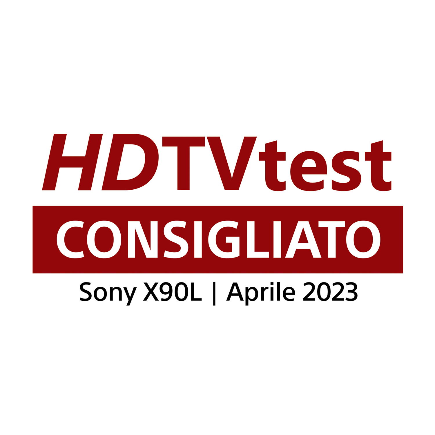 Logo HDTVtest Consigliato, Sony X90L, Aprile 2023, su sfondo bianco.