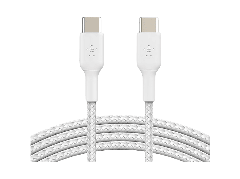 Câble tressé USB-C vers USB-C Belkin 1m, lot de 2, blanc