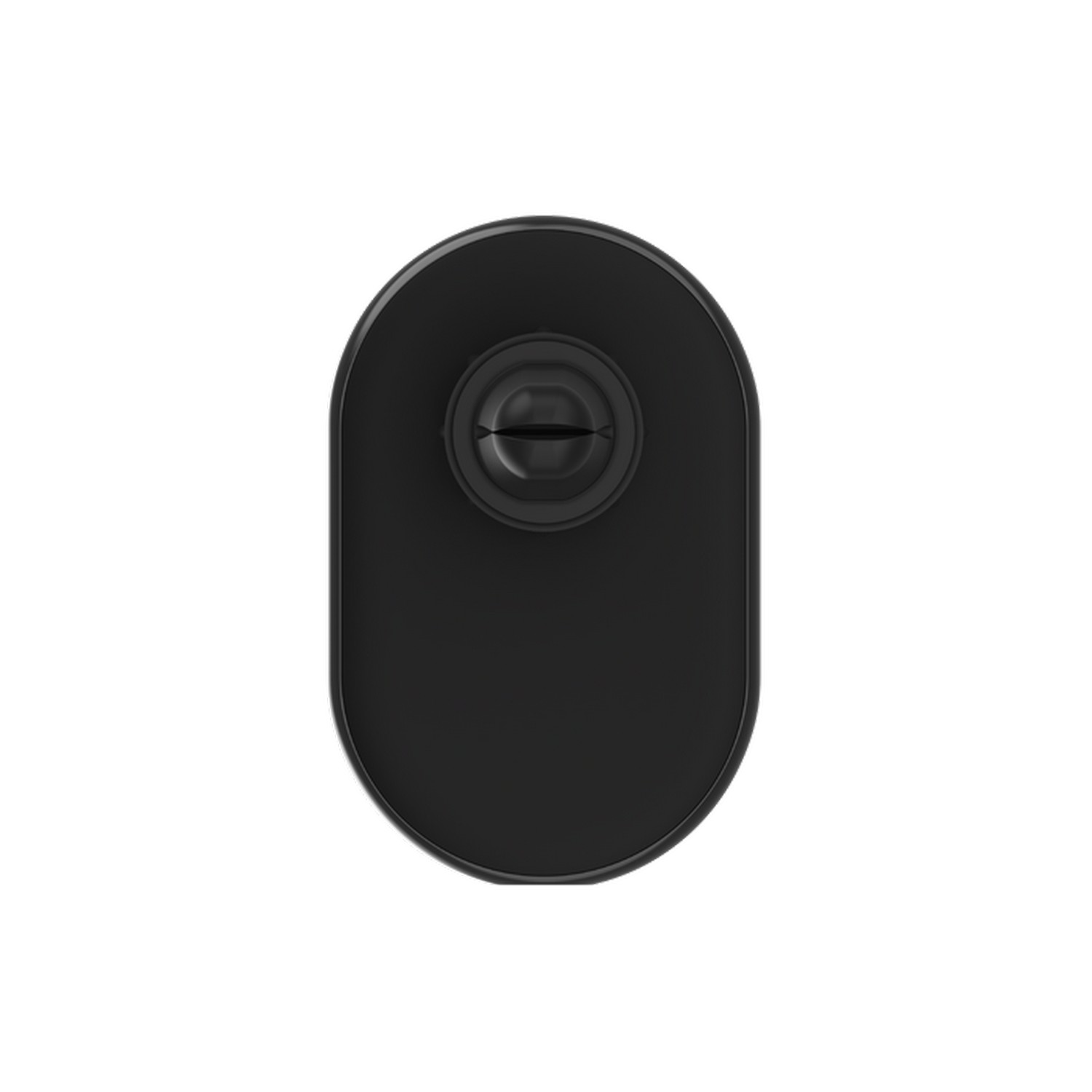 Support de téléphone magnétique noir de forme ovale avec une zone centrale encastrée. Il est sur fond blanc.