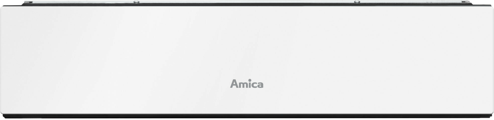 Biały klimatyzator Amica, czysty i nowoczesny design, logo Amica wyśrodkowane.