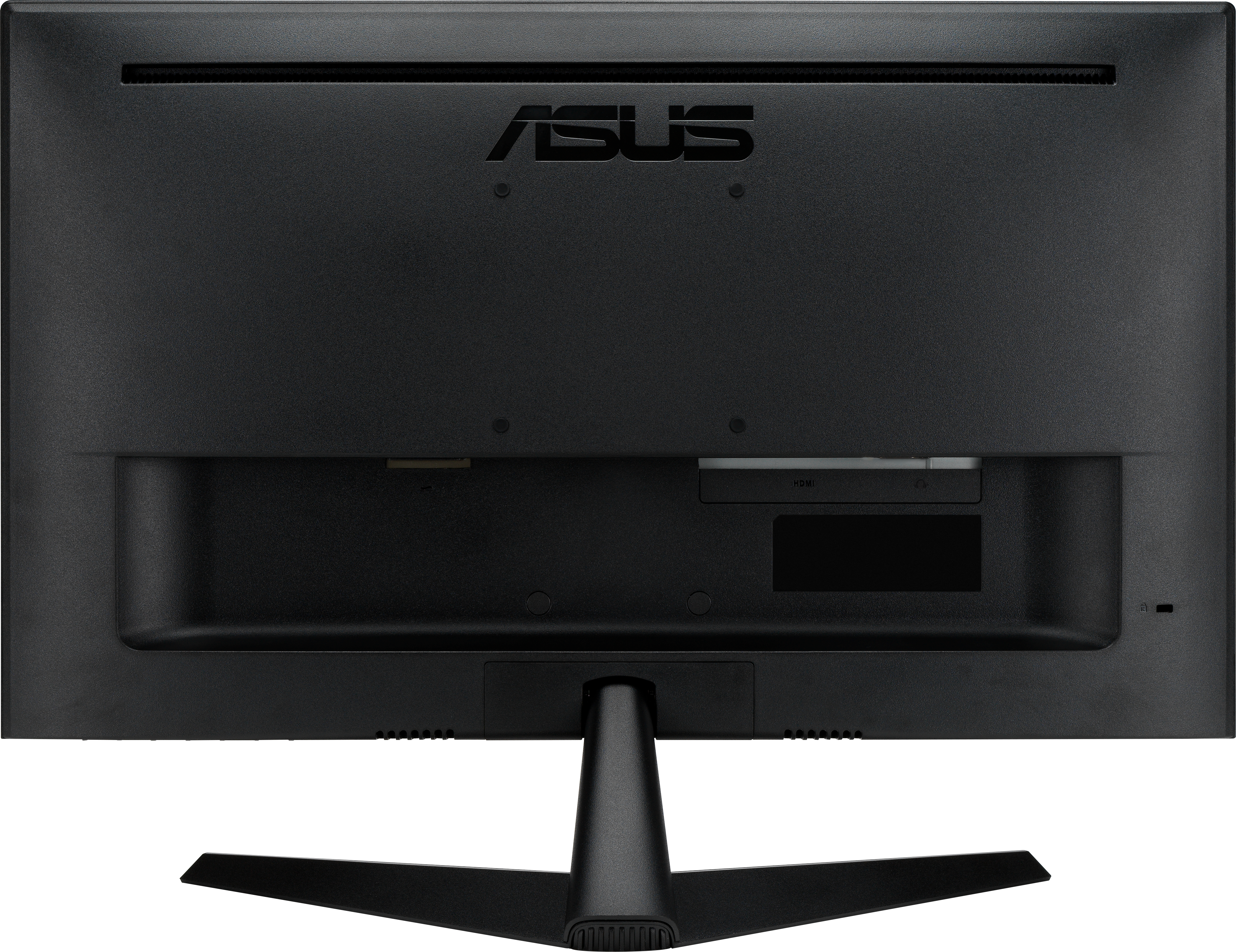 Arrière d'un moniteur ASUS noir, avec ports et un support.
