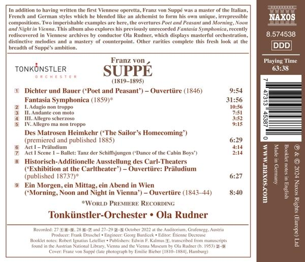 CD-Cover mit Werkliste und Informationen zu Franz von Suppé und dem Orchester.