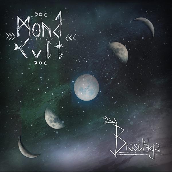 Albumcover, Mond Kult, Brisinga. Zeigt Monde in einem Sternenhimmel.