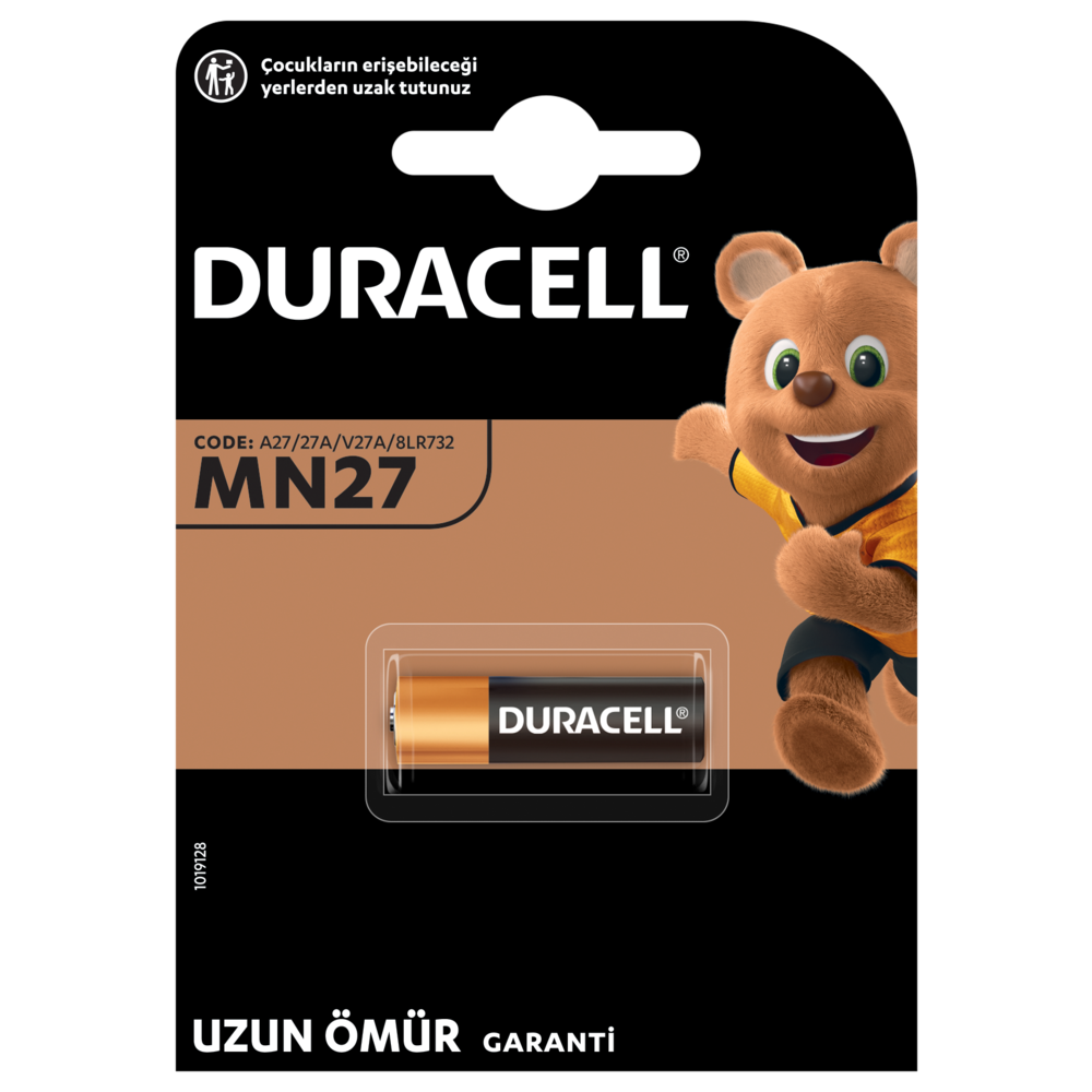 Duracell pili, metin içeren siyah bir arka plan üzerinde ayı maskotu ile.