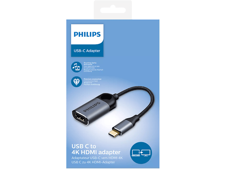 PHILIPS SWV6001/00 C-HDMI Adaptör 4K Çözünürlük 15 cm Kablo