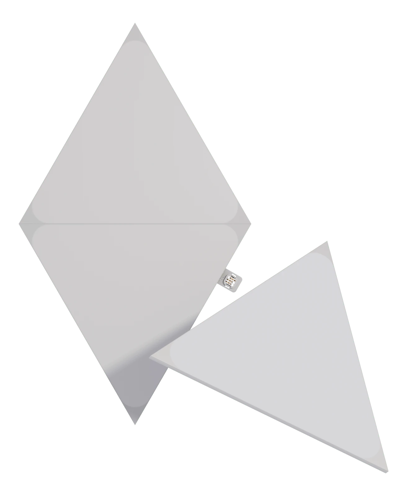 Zwei weiße geometrische Formen, die wie gefaltetes Papier oder Umschläge aussehen.