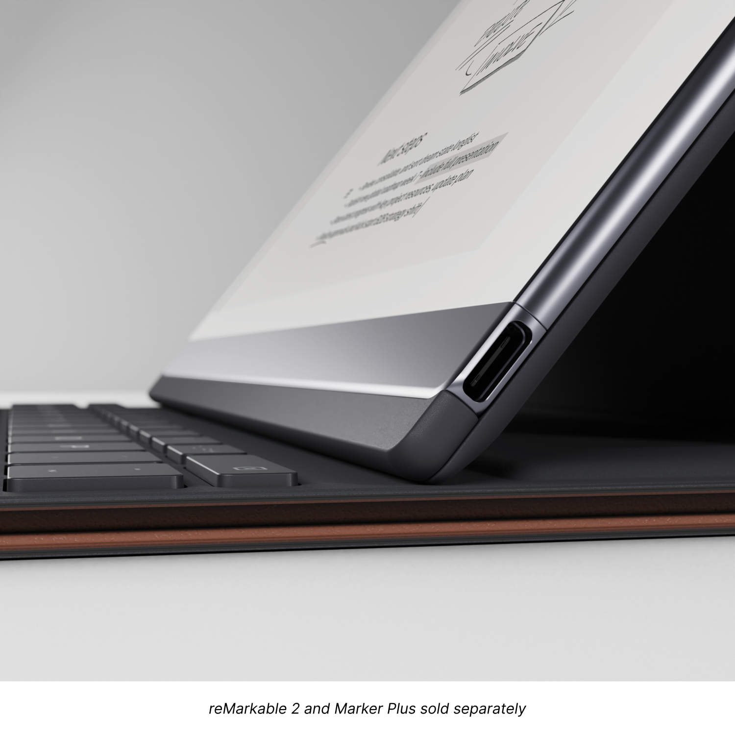 Een zwart laptoptoetsenbord met een scherm dat een document toont. Het toetsenbord ligt op een bruin oppervlak.