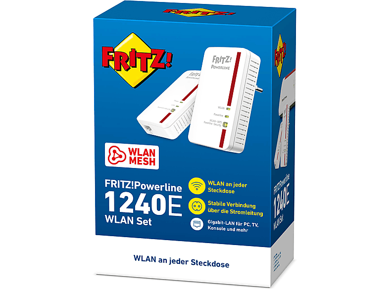 Thumbnail - AVM FRITZ!Powerline 1240E WLAN Set, Gigabit-Adapter 1200 Mbit/s Kabellos und Kabelgebunden