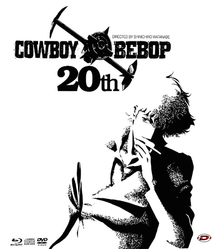 Die Cowboy Bebop 20th Anniversary DVD-Hülle mit Spike Spiegel, der raucht.