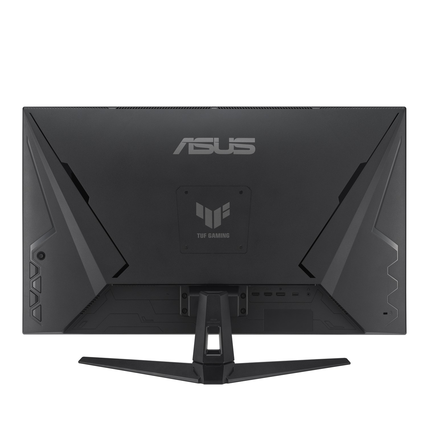 L'arrière d'un écran de jeu ASUS. L'écran est noir et porte le logo de la marque.