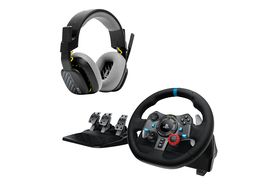 LOGITECH G920 Driving Force Rennlenkrad und Bodenpedale für Xbox One & PC  +Astro A10 Gen 1 Gaming Headset, Rennlenkrad + Kabelgebundenes Headset,  Wheel: Schwarz, Headset: Weiß Rennlenkrad + Kabelgebundenes Headset