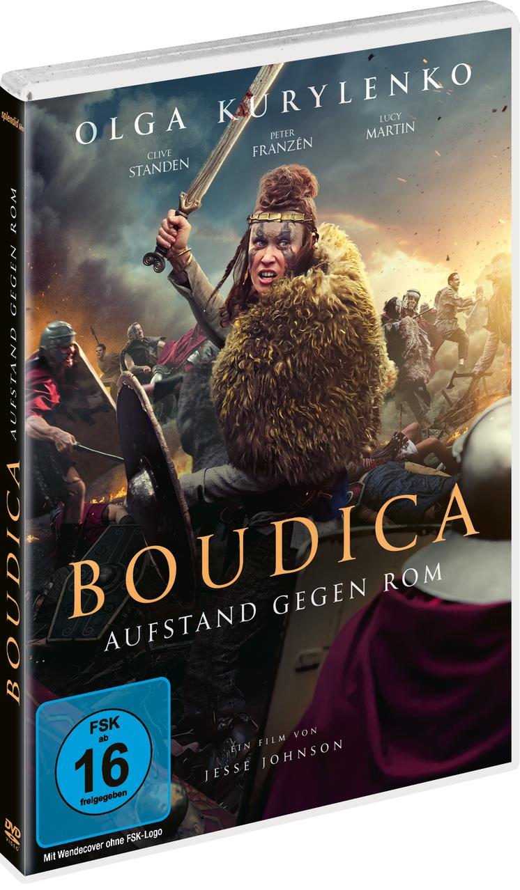 DVD-Cover für den Film Boudica. Olga Kurylenko hält Schwert. Titel: Boudica Aufstand Gegen Rom.