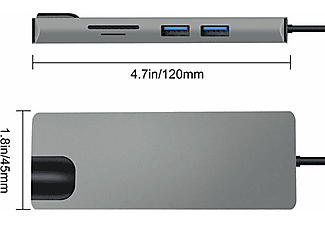 DAYTONA Fix FC09 8 in 1 Type-C to 2 Port USB TF SD RJ45 HDMI PD VGA Adaptör Gümüş_5