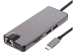 DAYTONA Fix FC09 8 in 1 Type-C to 2 Port USB TF SD RJ45 HDMI PD VGA Adaptör Gümüş_0