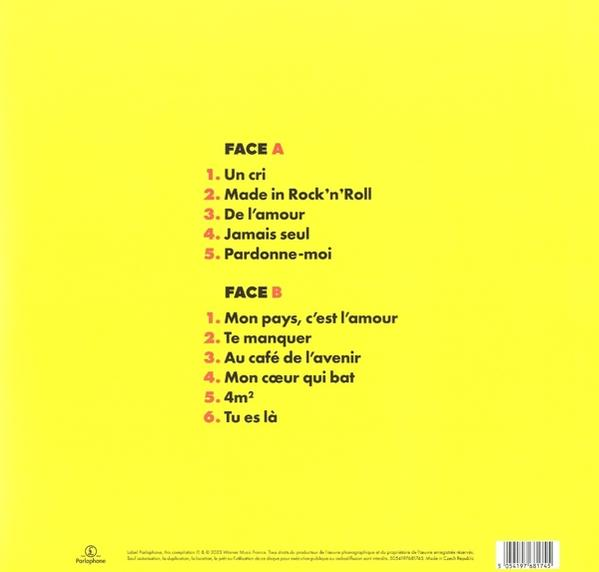 Gelbes LP-Plattencover mit Titellisten für Seite A und Seite B.