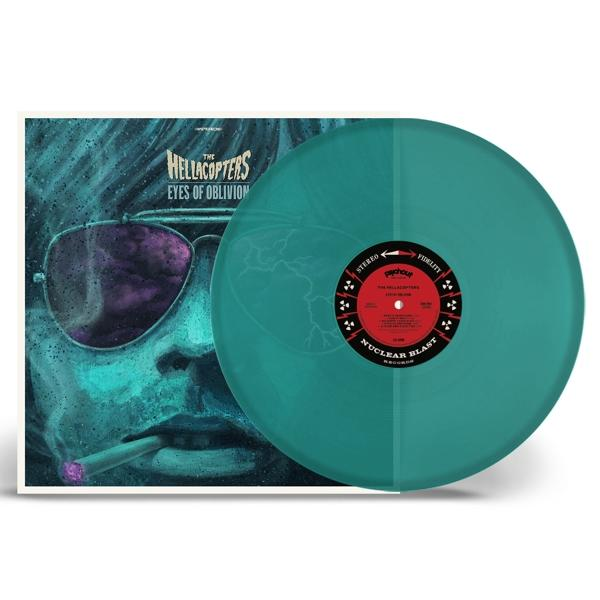 Grüne Schallplatte mit Albumcover: Mann mit Sonnenbrille raucht Zigarette.