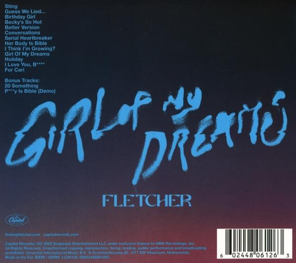 Eine CD-Rückseite mit Trackliste und Künstlernamen in Blau, und einem Farbverlaufshintergrund.